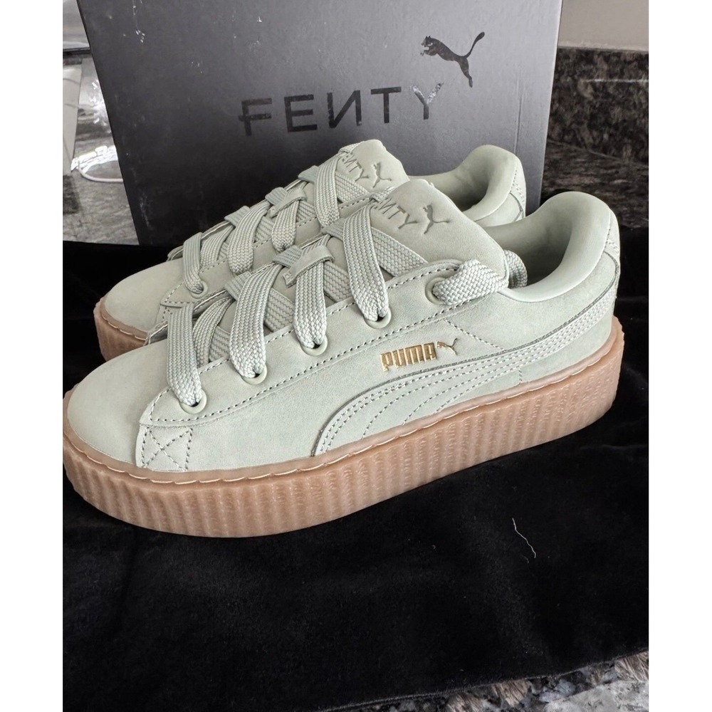 Fenty Puma by Rihanna Suede Creeper Sneakers Mint Sz 8 shoes phatty platform
